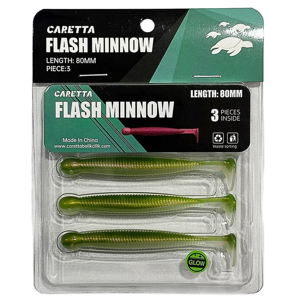Caretta Flash Minnow 8cm 3.5gr 3 Adet Silikon Yem  Green Glow ürün görseli 1