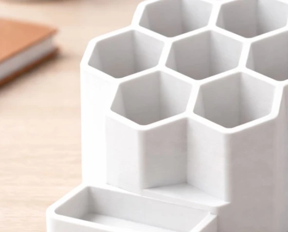 Modern Petek Kalemlik Organizer | 3D Baskı Masa Üstü Düzenleyici ürün görseli 1