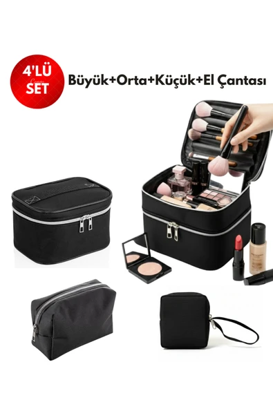 NS reliable 4’lü Set Makyaj ve Kozmetik Seyahat Çantası - Su Geçirmez Düzenleyici Valiz İçi Organizer ürün görseli 1