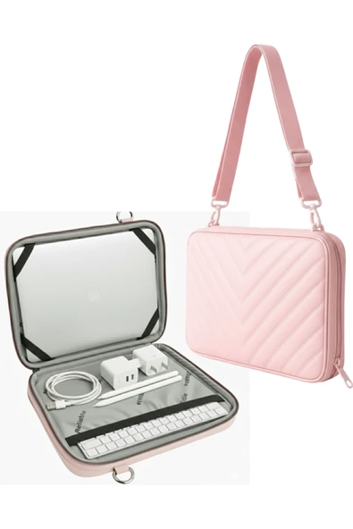 NS reliable TAM AÇILABİLİR Pembe Suni Deri Laptop Kılıfı ve MacBook Çantası 11 /13.6/15.6 inç M2/M3 Uyumlu Kılıf ürün görseli 1