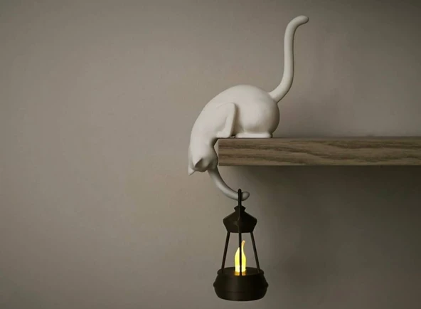 Raf Kenarı Kedi Askı | Dekoratif Kedi Figürlü Askılık ürün görseli 1