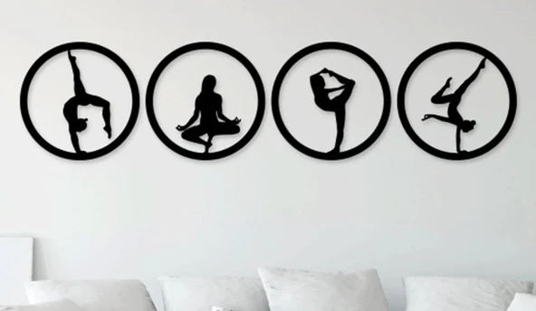 4 lü Yoga ve Meditasyon Temalı Dekoratif Duvar Tablosu Seti - Modern Minimalist Duvar Dekoru ürün görseli 1