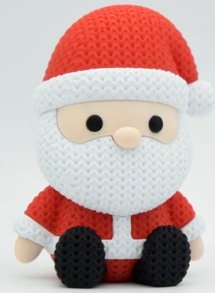 Örgü Dokulu Noel Baba Figürü - 3D Yazıcı Tasarım Yılbaşı Biblo ürün görseli 1