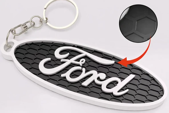 Ford Tasarım 3D Baskı Anahtarlık – Petek Desenli Araba Anahtarlığı, Şık Oto Aksesuar ürün görseli 1