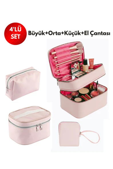 NS reliable 4’lü Set Makyaj ve Kozmetik Seyahat Çantası - Su Geçirmez Düzenleyici Valiz İçi Organizer ürün görseli 1