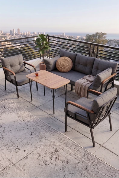 Ekon Serisi 1.Sınf 3+1+1 Gri Bahçe Balkon Oturma Koltuk Takımı ürün görseli 1