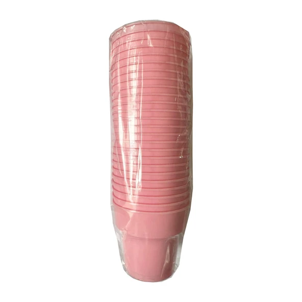 Omeyva Renkli Sert Mika Plastik Kristal Bardak - Pembe - 6 Oz / 180 CC - 25'li Paket ürün görseli 1