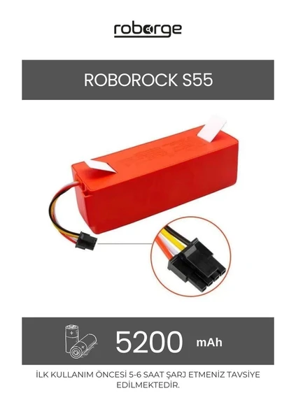 Roborock S55 Robot Süpürge Uyumlu Batarya 5200 mAh - Muadil Ürün ürün görseli 1