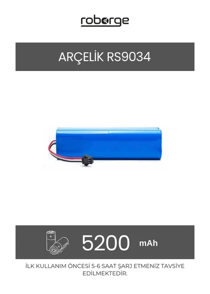 Roborge Arçelik RS9034 Robot Süpürge Uyumlu Batarya 5200 mAh - Muadil Ürün ürün görseli 1