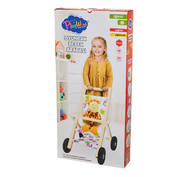 ONY-386 Ahşap Oyuncak Bebek Arabası -Onyıl ürün görseli 1