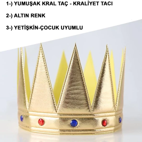 Altın Renk Eva Yumuşak Kral Kraliyet Tacı Yetişkin Çocuk Uyumlu 55cm ürün görseli 1