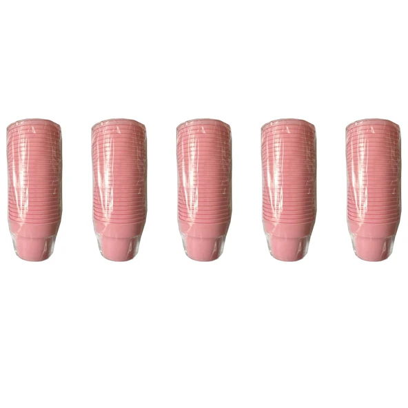 Omeyva Renkli Sert Mika Plastik Kristal Bardak - Pembe - 6 Oz / 180 CC - 125 Adet ürün görseli 1