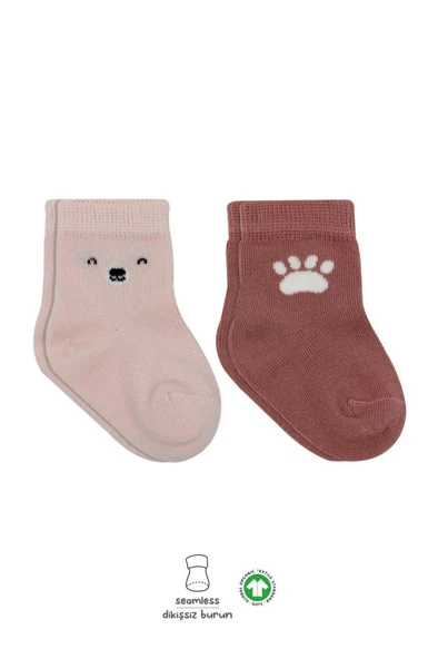 NessiWorld Bear Penye Soket Çorap 2'Li BS10116 Pembe(ADET FİYATIDIR) ürün görseli 1