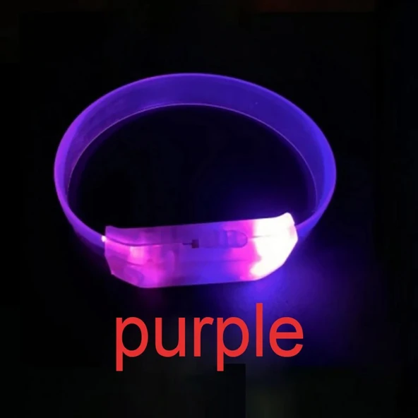 3 Modlu Pilli LED Işıklı Esnek Parti Bilekliği Mor - Resim 3