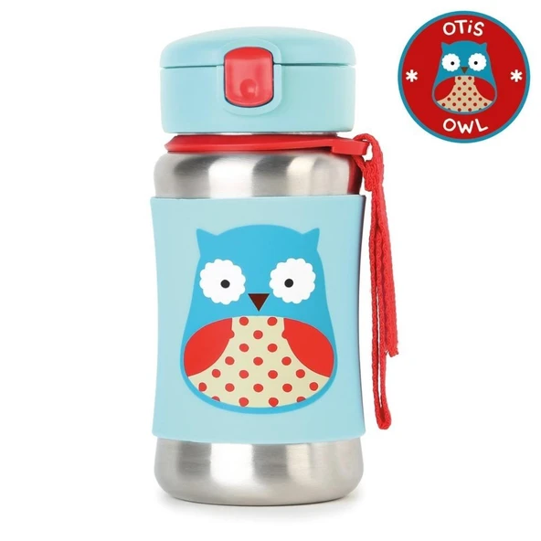 Zoo Pipetli Paslanmaz Çelik Suluk 350 ml Baykuş ürün görseli 1