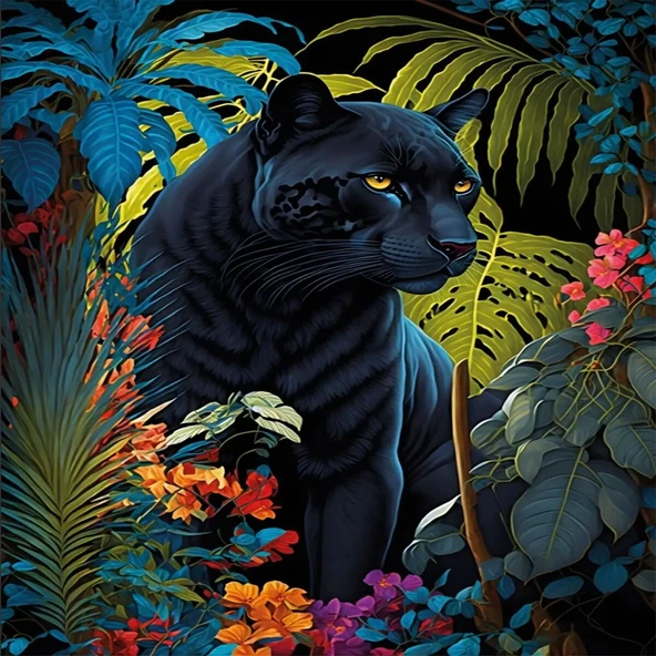 20071 PUZZLE 500 Black Panther With a Tropical ürün görseli 1