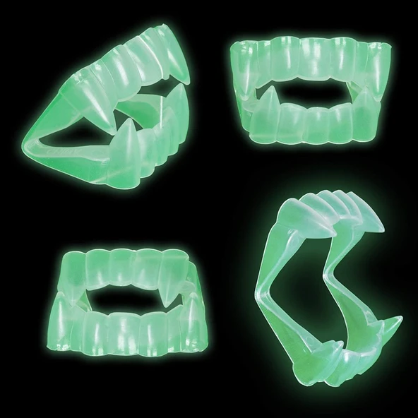 Karanlıkta Parlayan Fosforlu Çift Damak Takma Vampir Dişi ürün görseli 1