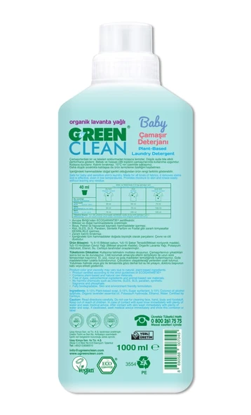 Baby Bitkisel Çamaşır Deterjanı 1000 ml (20 Yıkama) - Resim 2