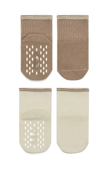 Çemberli Basic Penye Kaymaz Soket Çorap 2li 10146 Kahve - Resim 2
