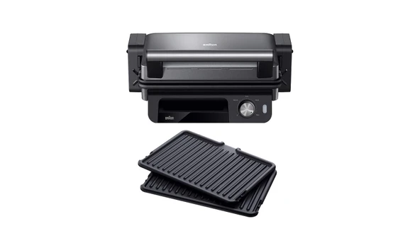 Braun MultiGrill 5 CG5033IGY, 3'ü 1 arada ızgara pozisyonları (temaslı ızgara, barbekü, fırın), 230°, çıkarılabilir yağ toplama kabı,2000W, siyah ürün görseli 1