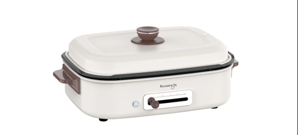 Kuvings MultiGrill Ceramic Plus temaslı ızgara elektrikli, 1400 W, seramik plakalar, sıcaklık kontrolü 65-250 °C, ızgara, kızartma, fırınlama için çok fonksiyonlu masa ızgarası, tarif kitabı dahil ürün görseli 1