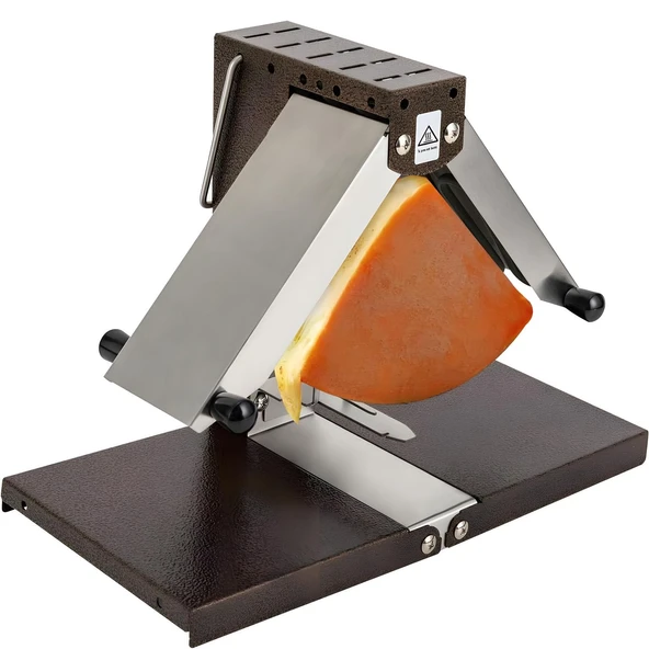 AiODiO Ticari Kullanıma Yönelik Paslanmaz Çelik Elektrikli Raclette Izgara, 1000W Isıtma Gücü, Yarım Somun, Parça ve Bloklara Uygun, 0-90° Ayarlanabilir ürün görseli 1