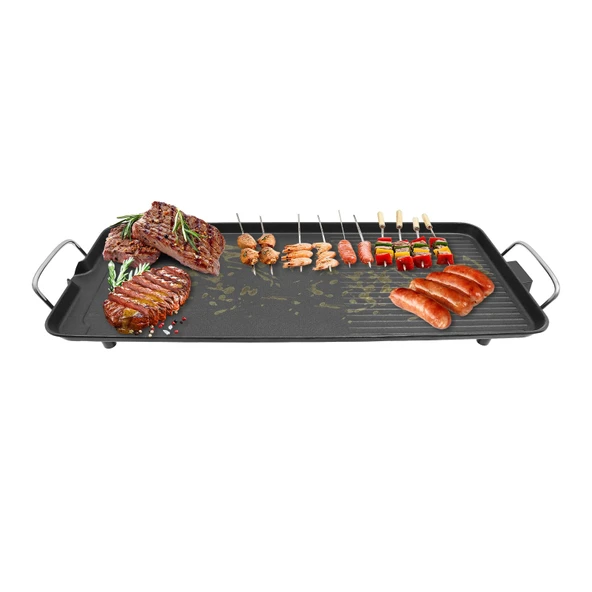 1500W Elektrikli Masa Izgarası, Açık Hava Barbekü Izgarası, Elektrikli Izgara, Haşlanma Önleyici Saplı ve Kaymaz Lastik Ayaklı Barbekü Izgarası, Açık Hava Kamp Arka Bahçesi için, 68 * 28 * 7cm Siyah ürün görseli 1