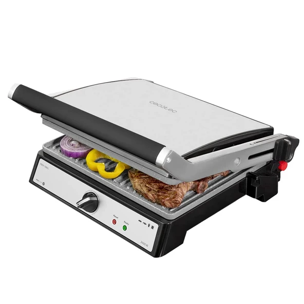 Cecotec elektrikli ızgara Rock?nGrill 2400 UltraRapid, 2400W, RockStone kaplama, 180° açılabilir, yüzer üst plaka, çevre dostu, yağ damlama tepsisi, ayarlanabilir sıcaklık ürün görseli 1