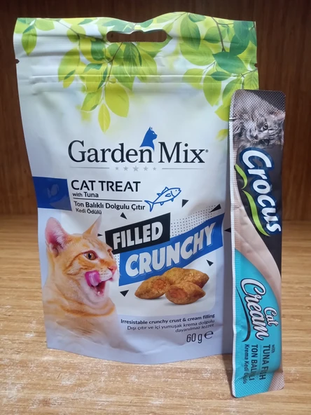 Gardenmix Ton Balıklı İçi Dolgulu Kedi Ödülü 60gr+5 ADET 15 GRAM TON BALIKLI KEDİ ÖDÜL KREMA ürün görseli 1