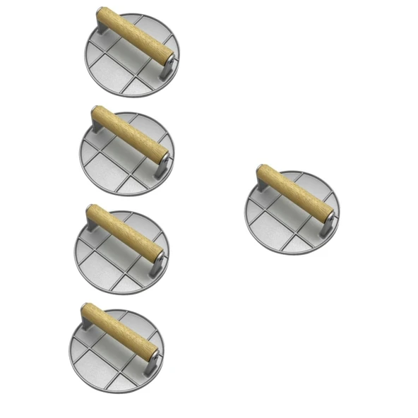 ABOOFAN 5 Parça Hamburger Pres Makinesi Burger Patty Maker Alüminyum Alaşımlı Burger Presi Ergonomik Ahşap Saplı ürün görseli 1