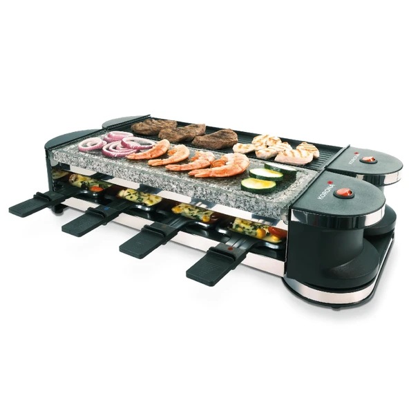 Korona 45071 Döner Raclette | 8 kişilik Raclette | Yapışmaz ızgara plakası | Doğal taş | Ekstra uzun kablo | Aksesuarlar dahildir, siyah ürün görseli 1