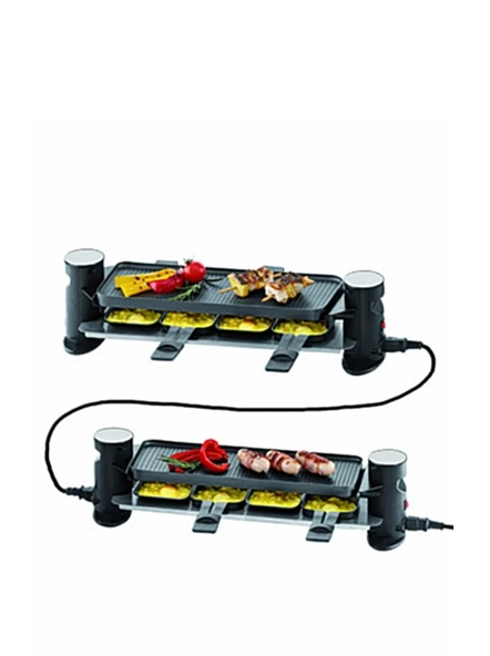 8 kişilik Trisa 4 plus 4 Raclette Connect inox/siyah ürün görseli 1