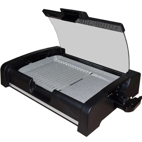 Syntrox Germany Strivasa masa ızgarası, seramik ızgara plakalı, elektrikli ızgara 2200 watt, temaslı ızgara, elektrikli masa ızgarası, kullanışlı, 6 kilogram, kaymaz lastik ayaklar ürün görseli 1