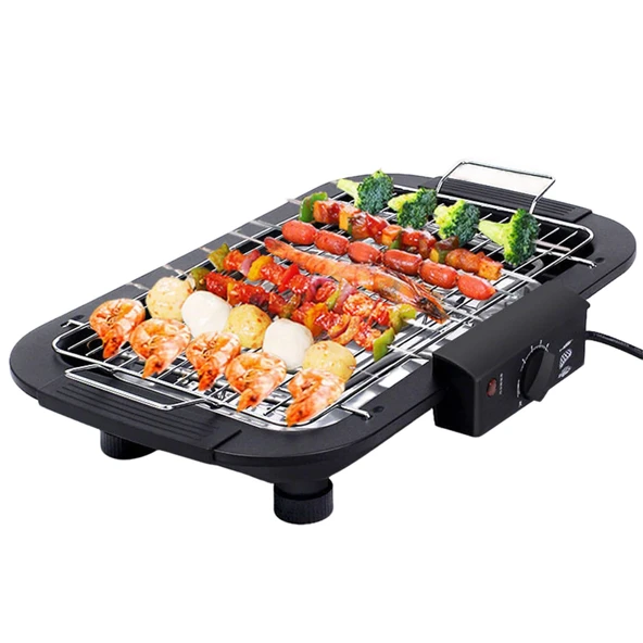 Elektrikli Barbekü Izgarası, Elektrikli Dumansız Kapalı Izgara, Çıkarılabilir Damlama Tepsisi ve Raflı, Biftek, Burger ve Daha Fazlası için İdeal ürün görseli 1