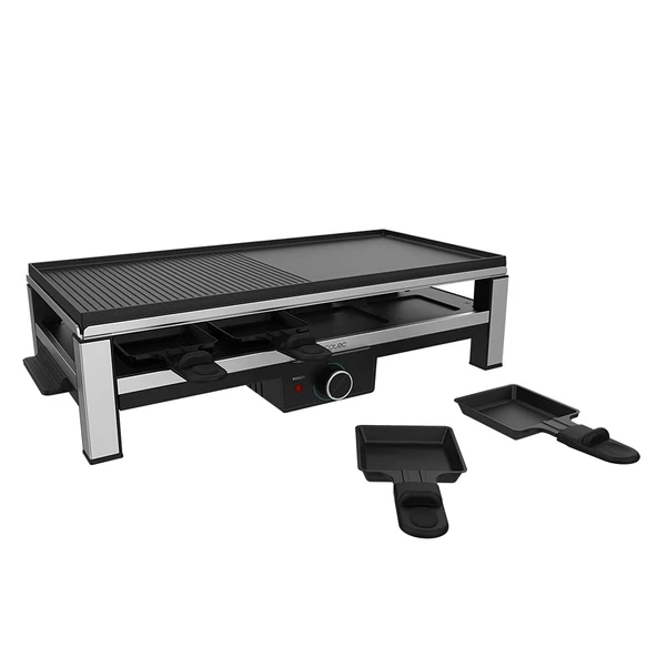 Cecotec Raclette ızgara Peynir ve Izgara 12000 Inox Siyah. 2000 W, Yapışmaz Plaka, Karışık Yüzey, 20" x 10", 8 Tava, Ayarlanabilir Termostat, Siyah ürün görseli 1