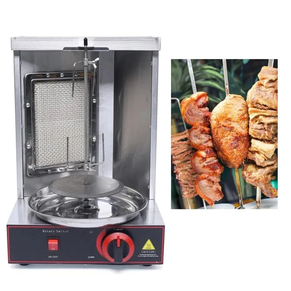 Döner ızgarası, gyros ızgara, dikey ızgara ev, döner ızgara, 220V, 29.5*29.5*49cm, tavuk ızgara, paslanmaz çelik et lokantası LPG'ye uygun ürün görseli 1