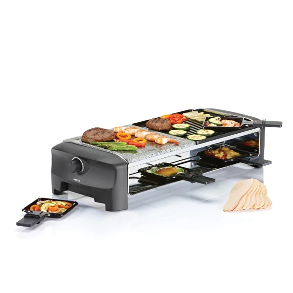 Princess Raclette ızgara/taş ızgara, 8 kişiye kadar - 8 tava ve ayarlanabilir termostatlı, 162820 01.162820.01.001, siyah ürün görseli 1