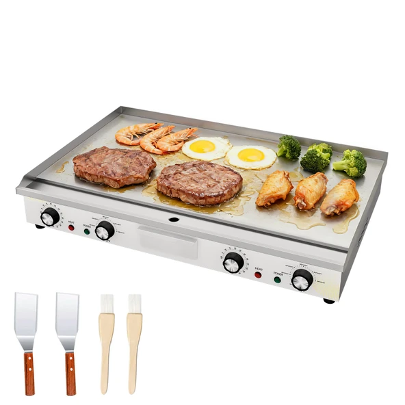 MOOTACO Elektrikli Izgara Tabağı, 4400W Profesyonel Gastro Elektrikli Izgara Elektrikli Izgara Tabağı, 73x40 cm Izgara Yüzeyli, Zaman Ayarlı Masa Izgarası (73 cm) ürün görseli 1