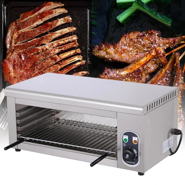 Tonuuoei Elektrikli Salamander Fırın Ticari Peynir Eritici 2000W Ayarlanabilir Izgara Salamander Broyler Peynir Eritme, Sandviç Kızartma ve Biftek Pişirme için 50-300 ° Paslanmaz Çelik ürün görseli 1