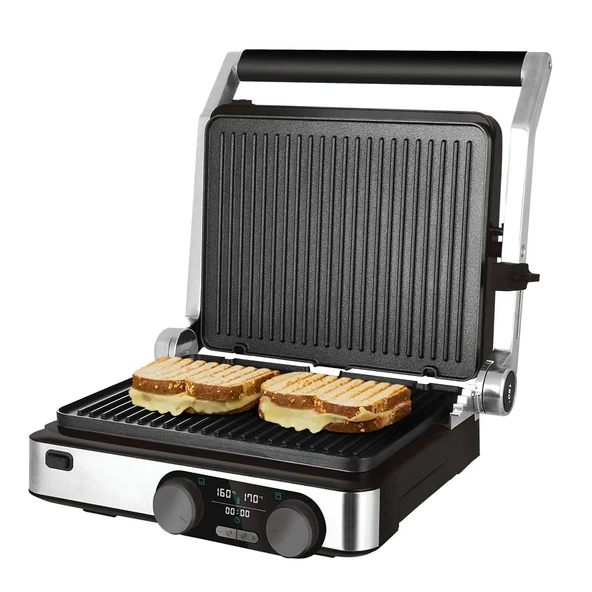 Cecotec Rock'nGrill Çift elektrikli masa ızgarası. 2000 W, her plaka üzerinde bağımsız sıcaklık kontrolü, çıkarılabilir ve yapışmaz kaplamalı plakalar, 180° açılabilir ürün görseli 1