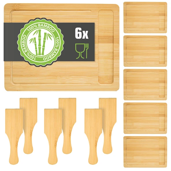 DuneDesign 6 kişilik raclette tabak seti spatula ile - 30x22 raclette tahta ahşap spatula - raclette tava bardak altlığı raclette için ahşap aksesuarlar ahşap tahta bardak altlığı raclette tava ürün görseli 1