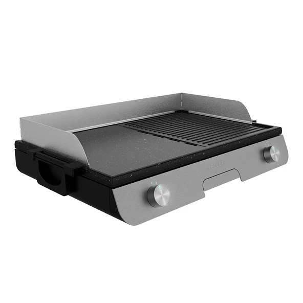 Cecotec Elektrikli masa ızgarası PerfectRoast 3000 Inox. 3000 W, Mixta ızgara yüzeyi, yapışmaz kaplama, ayarlanabilir termostat, yağ damlama tepsisi ürün görseli 1