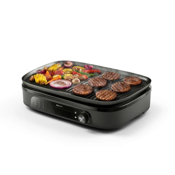 Philips Masa Izgarası 3000 Serisi - Geniş Izgara Yüzeyi, 2400 W Hızlı Isıtma, 5 Sıcaklık Seviyesi, Yapışmaz Kaplama, Temizlemesi Kolay (HD6210/95) ürün görseli 1
