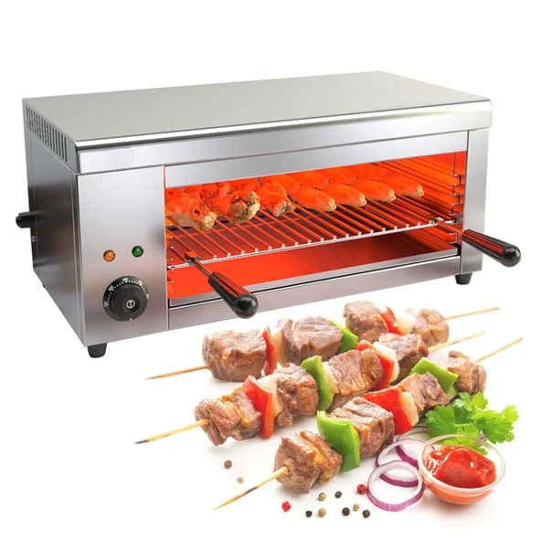 Ticari Salamander Izgara, 2000W Elektrikli Raclette Izgara Peynir Eritici, 50°C - 300°C Ayarlanabilir Sıcaklık, Duvara Monte veya Tezgah Üstü Steak Izgara, Ticari Kullanım için ürün görseli 1