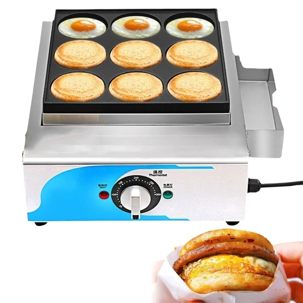 ToayNia Ticari Elektrikli Yumurtalı Burger Makinesi, Izgara Yumurtalı Burger Makinesi, 9/18 Kong, Sıcaklık Kontrolü 50-300°C, Hızlı Isıtma, Ev Kafe için, Fırın 9 ürün görseli 1