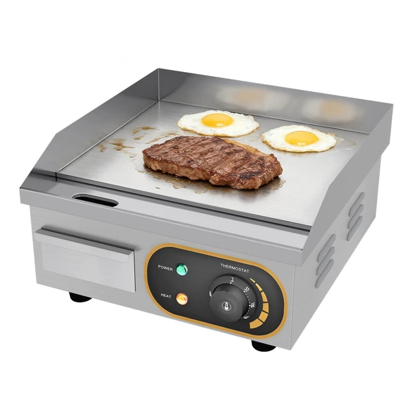 MOOTACO Elektrikli ızgara plakası, profesyonel gastro elektrikli ızgara, elektrikli ızgara plakası, dökme demirden yapılmış 36 x 30 cm ızgara yüzeyli masa ızgarası, restoranlar,1500W. ürün görseli 1