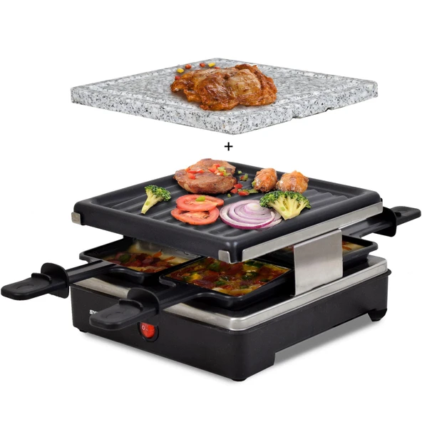 Syntrox Germany RAC-600W-Brienz Raclette yapışmaz ızgara plakalı ve doğal taş plakalı (sıcak taş) ürün görseli 1