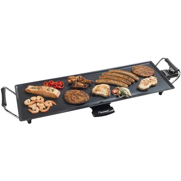 Bestron elektrikli masa ızgarası, yapışmaz kaplamalı XL plancha/teppanyaki ızgara plakası, 6 kişiye kadar ızgara keyfi, ekstra uzun ızgara yüzeyi, 1.800 watt, renkli; Siyah ürün görseli 1
