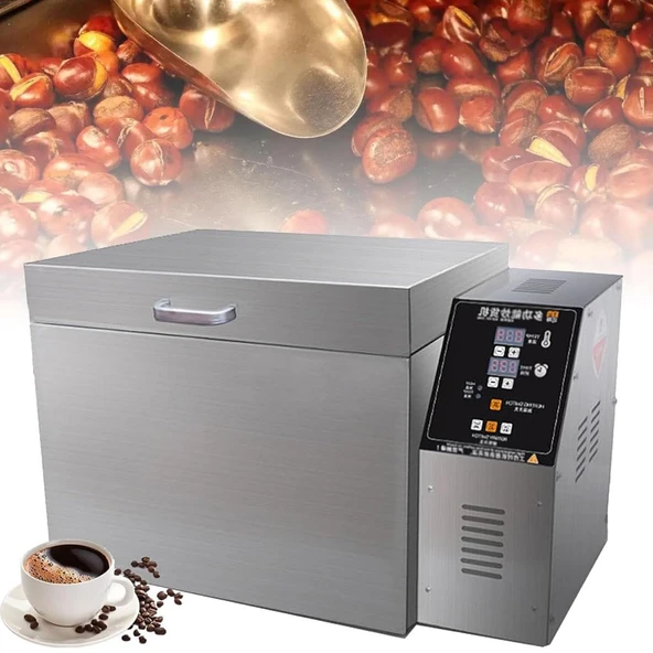 Ticari Kuruyemiş Kavurma Makinesi, 1800W/2500W Elektrikli Kuruyemiş Kavurma Makinesi, 0-350°C Ayarlanabilir Sıcaklık, 0-999 Dakika Zamanlama, Eşit Isıtma, Kahve, Kestane ve Fıstık Pişirmek için ürün görseli 1
