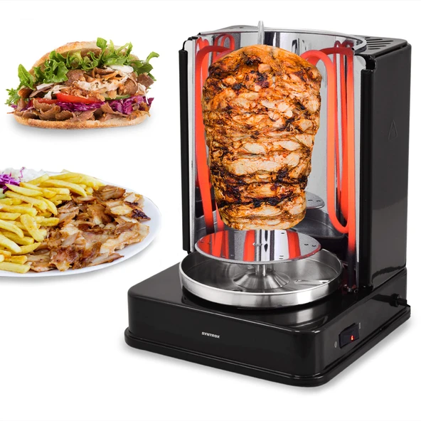 Syntrox Germany dikey ızgara kebap ızgarası jiroskop ızgarası et şişleri et lokantası tavuk ızgarası RED-A-1400W-BLACK-Bilbao ürün görseli 1